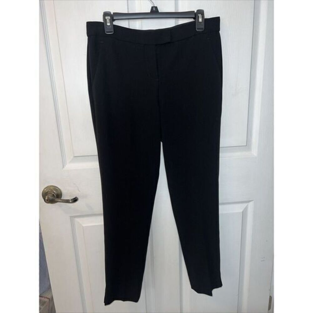 Theory Womens Hook Closure Flat Front‎ Straight Leg Dress Pant Black Size 6